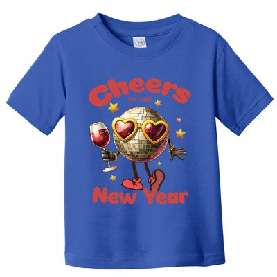 Cheers To The New Year 2025 Cute Funny Disco Ball Wine Party Gift Toddler T-Shirt