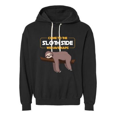 Come To The Sloth Side Funny Sloth Pun Garment-Dyed Fleece Hoodie