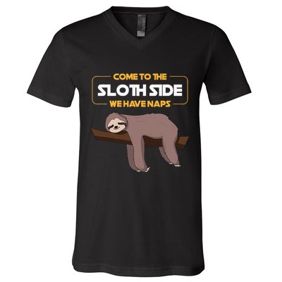 Come To The Sloth Side Funny Sloth Pun V-Neck T-Shirt