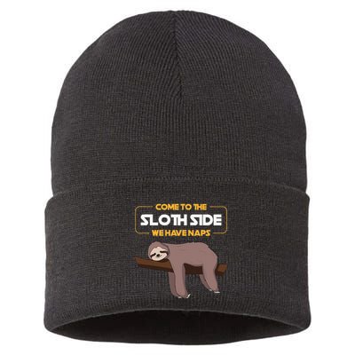 Come To The Sloth Side Funny Sloth Pun Sustainable Knit Beanie