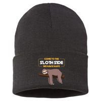 Come To The Sloth Side Funny Sloth Pun Sustainable Knit Beanie