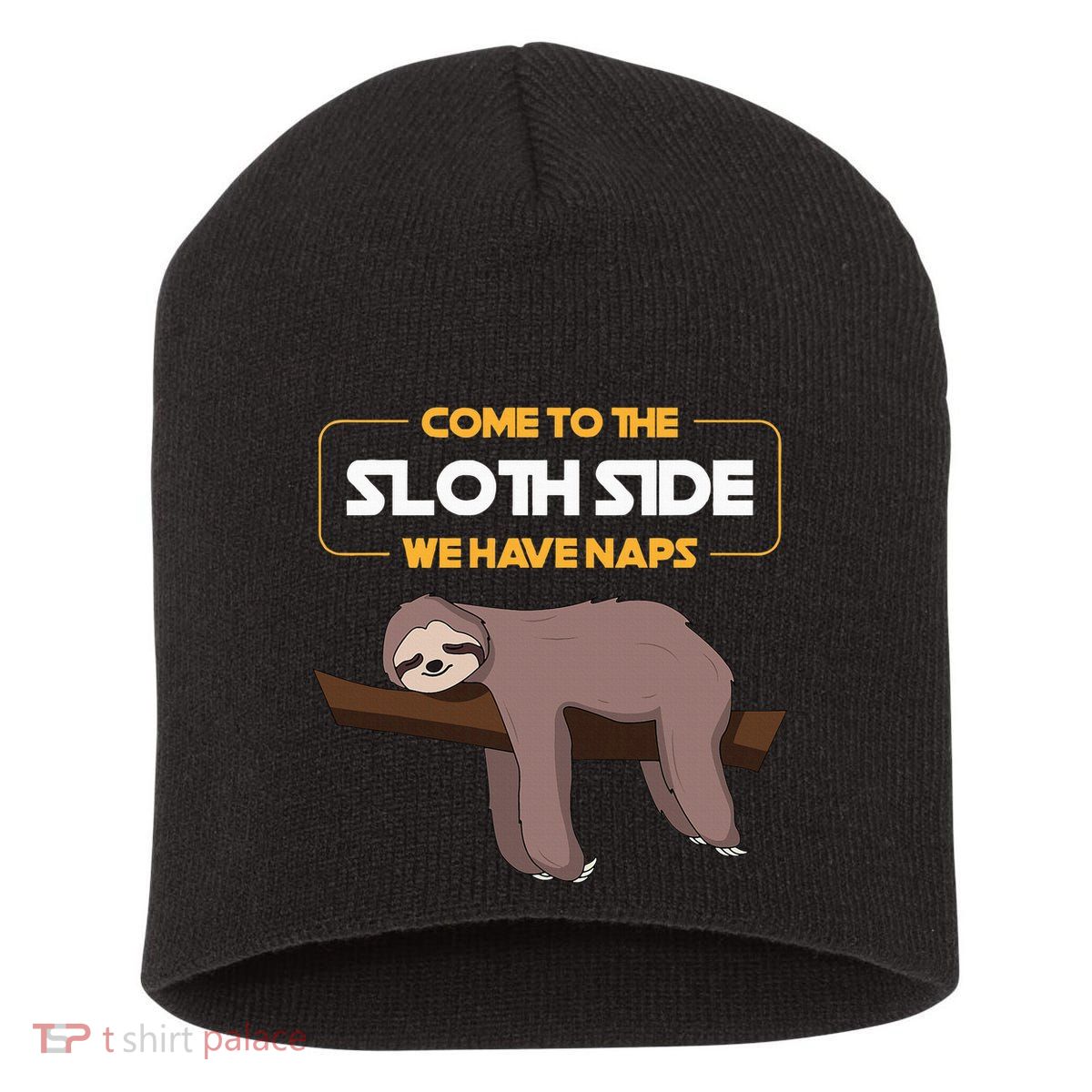 Come To The Sloth Side Funny Sloth Pun Short Acrylic Beanie