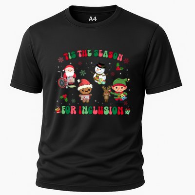 Christmas Teacher Tis The Season For Inclusion Sped Teacher Cooling Performance Crew T-Shirt