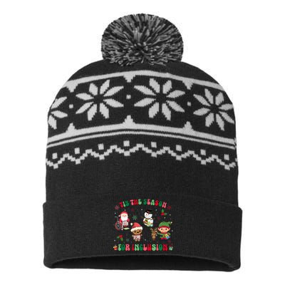 Christmas Teacher Tis The Season For Inclusion Sped Teacher USA-Made Snowflake Beanie