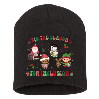 Christmas Teacher Tis The Season For Inclusion Sped Teacher Short Acrylic Beanie