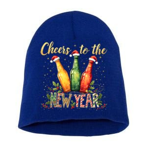 Cheers To The New Year 2025 New Year Festive Bottles Design Cute Gift Short Acrylic Beanie