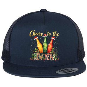 Cheers To The New Year 2025 New Year Festive Bottles Design Cute Gift Flat Bill Trucker Hat