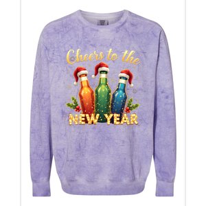 Cheers To The New Year 2025 New Year Festive Bottles Graphic Gift Colorblast Crewneck Sweatshirt