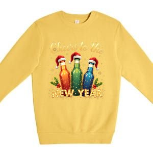 Cheers To The New Year 2025 New Year Festive Bottles Graphic Gift Premium Crewneck Sweatshirt