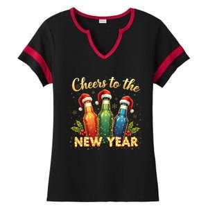 Cheers To The New Year 2025 New Year Festive Bottles Graphic Gift Ladies Halftime Notch Neck Tee