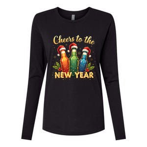 Cheers To The New Year 2025 New Year Festive Bottles Graphic Gift Womens Cotton Relaxed Long Sleeve T-Shirt