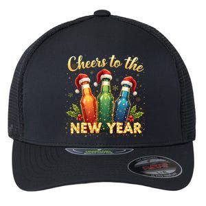 Cheers To The New Year 2025 New Year Festive Bottles Graphic Gift Flexfit Unipanel Trucker Cap