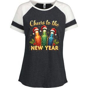 Cheers To The New Year 2025 New Year Festive Bottles Graphic Gift Enza Ladies Jersey Colorblock Tee