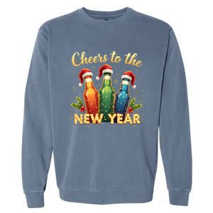 Cheers To The New Year 2025 New Year Festive Bottles Graphic Gift Garment-Dyed Sweatshirt