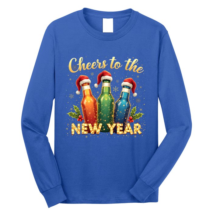 Cheers To The New Year 2025 New Year Festive Bottles Graphic Gift Long Sleeve Shirt