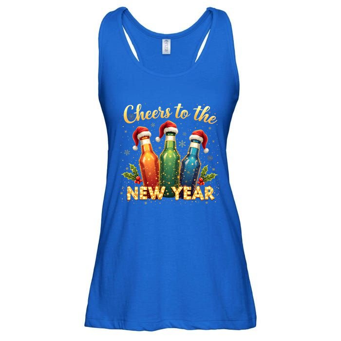 Cheers To The New Year 2025 New Year Festive Bottles Graphic Gift Ladies Essential Flowy Tank