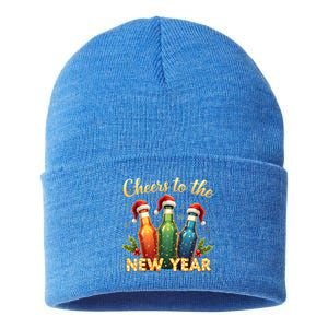 Cheers To The New Year 2025 New Year Festive Bottles Graphic Gift Sustainable Knit Beanie