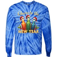 Cheers To The New Year 2025 New Year Festive Bottles Graphic Gift Tie-Dye Long Sleeve Shirt