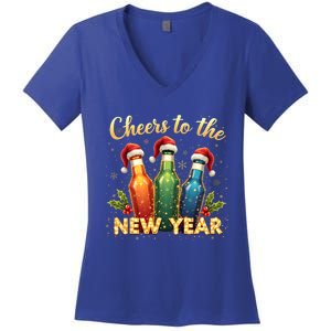 Cheers To The New Year 2025 New Year Festive Bottles Graphic Gift Women's V-Neck T-Shirt