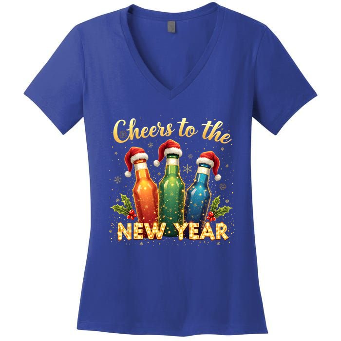 Cheers To The New Year 2025 New Year Festive Bottles Graphic Gift Women's V-Neck T-Shirt