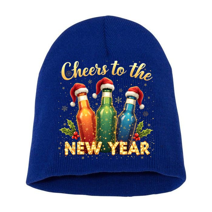 Cheers To The New Year 2025 New Year Festive Bottles Graphic Gift Short Acrylic Beanie