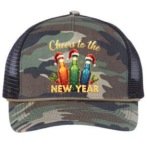 Cheers To The New Year 2025 New Year Festive Bottles Graphic Gift Retro Rope Trucker Hat Cap