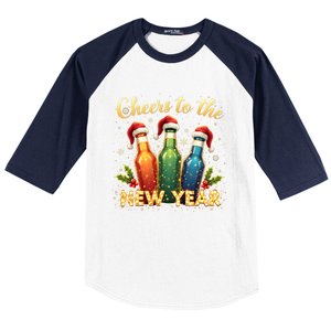 Cheers To The New Year 2025 New Year Festive Bottles Graphic Gift Baseball Sleeve Shirt