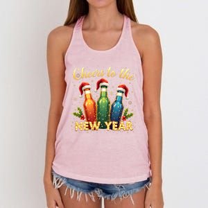 Cheers To The New Year 2025 New Year Festive Bottles Graphic Gift Women's Knotted Racerback Tank