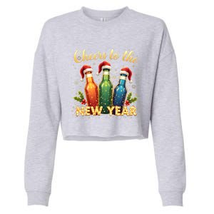 Cheers To The New Year 2025 New Year Festive Bottles Graphic Gift Cropped Pullover Crew