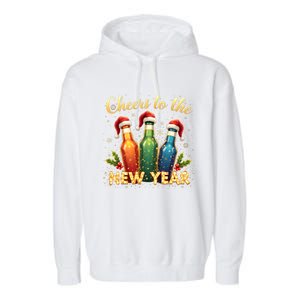 Cheers To The New Year 2025 New Year Festive Bottles Graphic Gift Garment-Dyed Fleece Hoodie