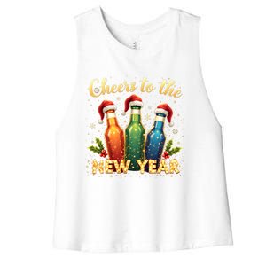 Cheers To The New Year 2025 New Year Festive Bottles Graphic Gift Women's Racerback Cropped Tank