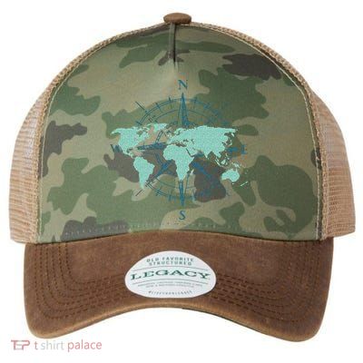 Cartography Traveler Travelling Compass World Map Legacy Tie Dye Trucker Hat