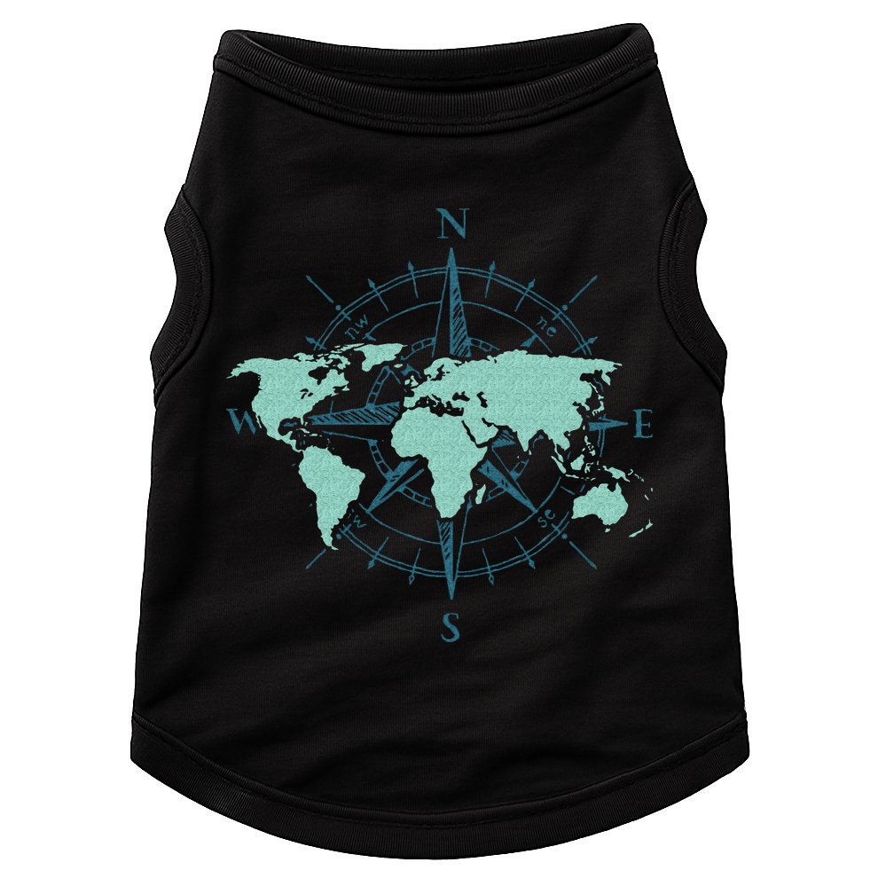 Cartography Traveler Travelling Compass World Map Doggie Tank
