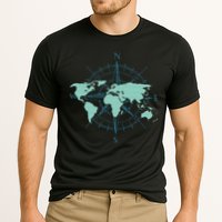 Cartography Traveler Travelling Compass World Map Cooling Performance Crew T-Shirt