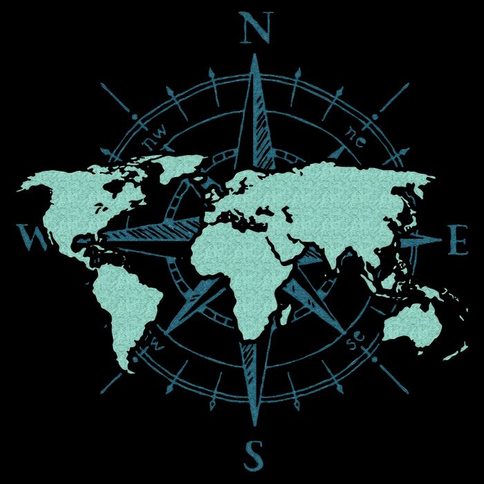 Cartography Traveler Travelling Compass World Map Cooling Performance Crew T-Shirt