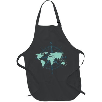 Cartography Traveler Travelling Compass World Map Apron
