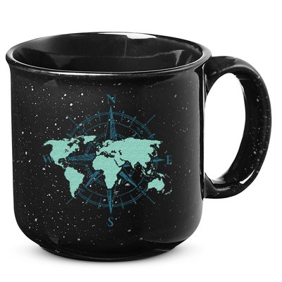 Cartography Traveler Travelling Compass World Map 15oz Campfire Ceramic Mug