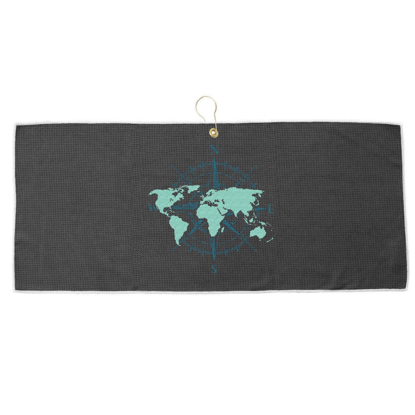 Cartography Traveler Travelling Compass World Map Large Microfiber Waffle Golf Towel