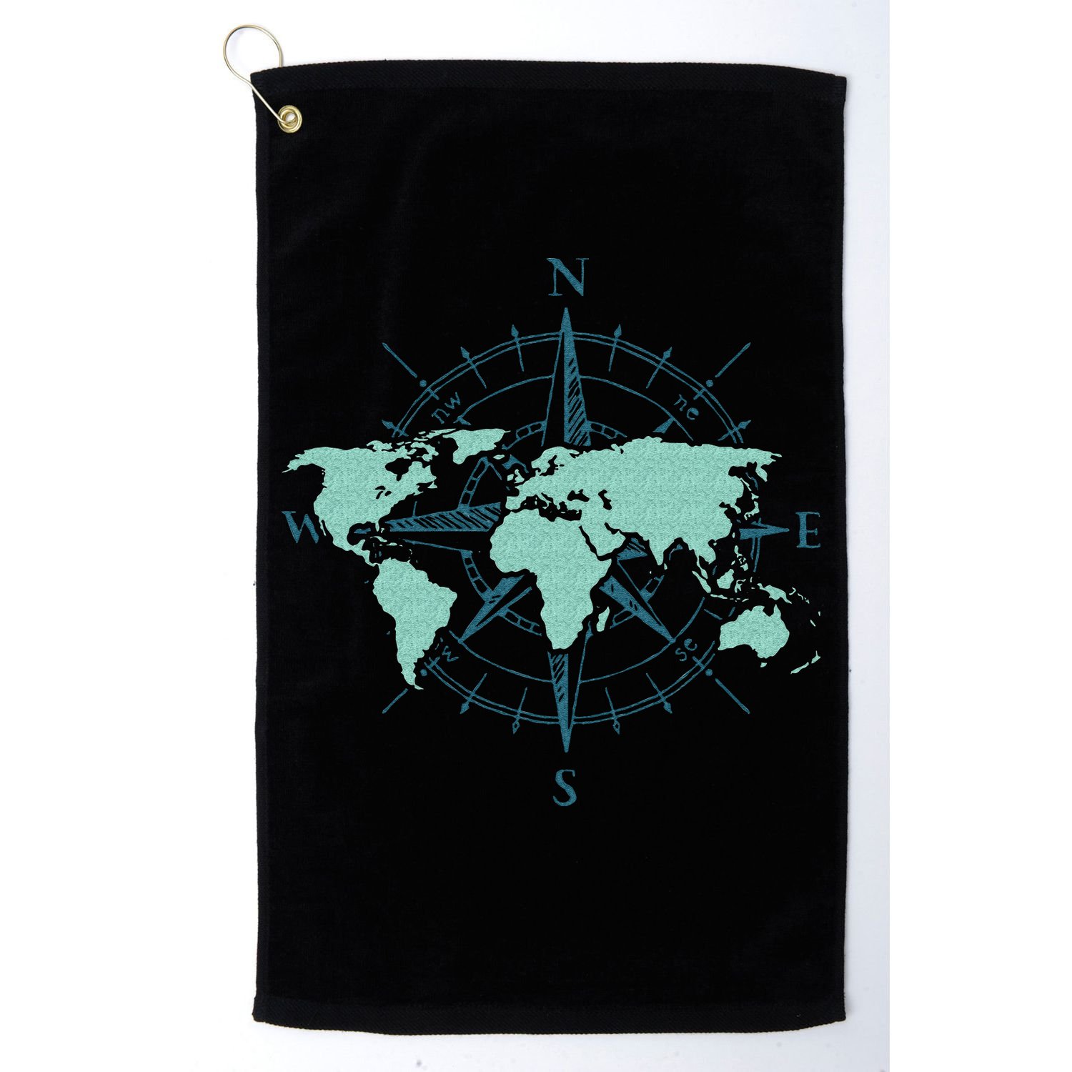 Cartography Traveler Travelling Compass World Map Golf Towel