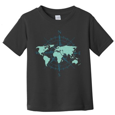 Cartography Traveler Travelling Compass World Map Toddler T-Shirt