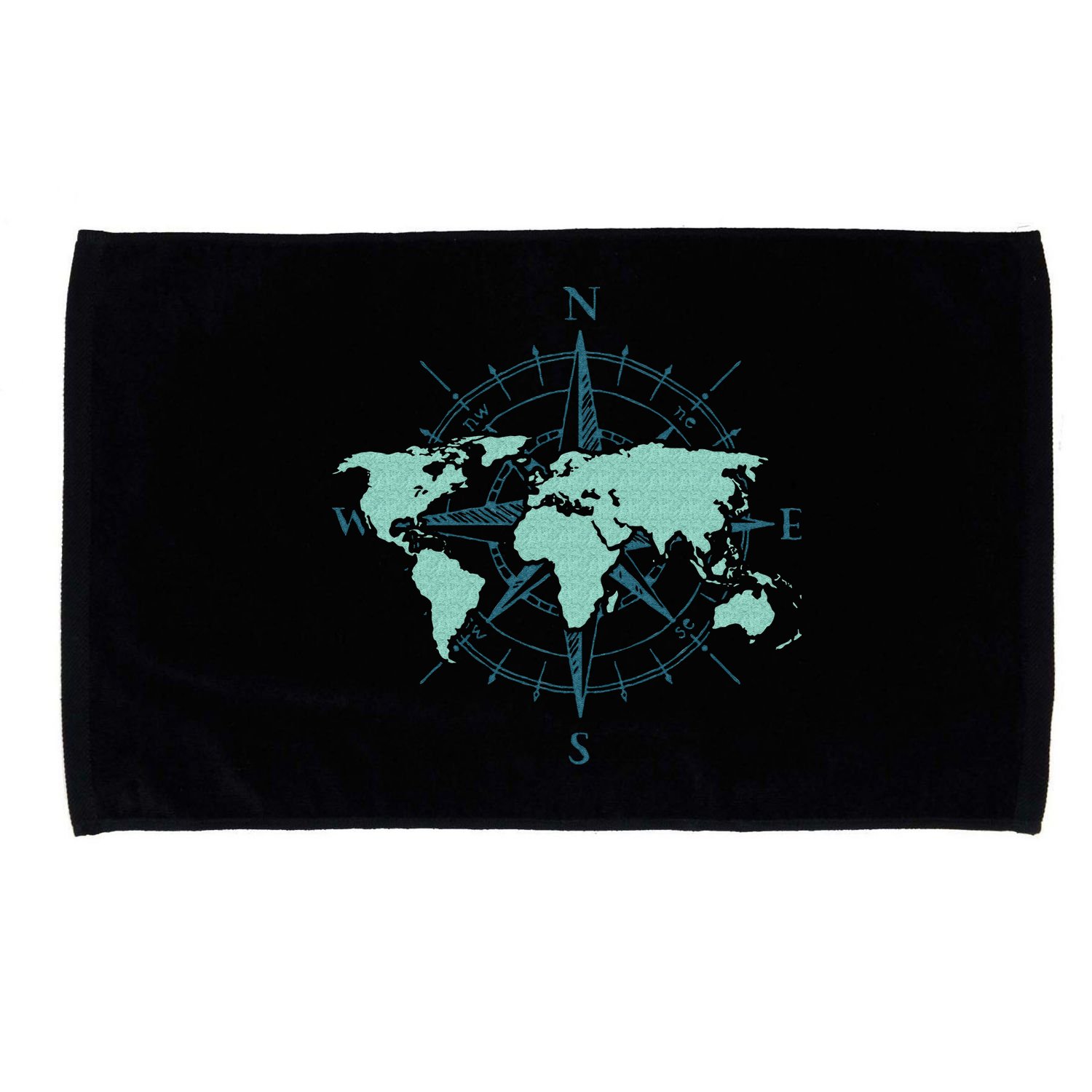 Cartography Traveler Travelling Compass World Map Microfiber Hand Towel
