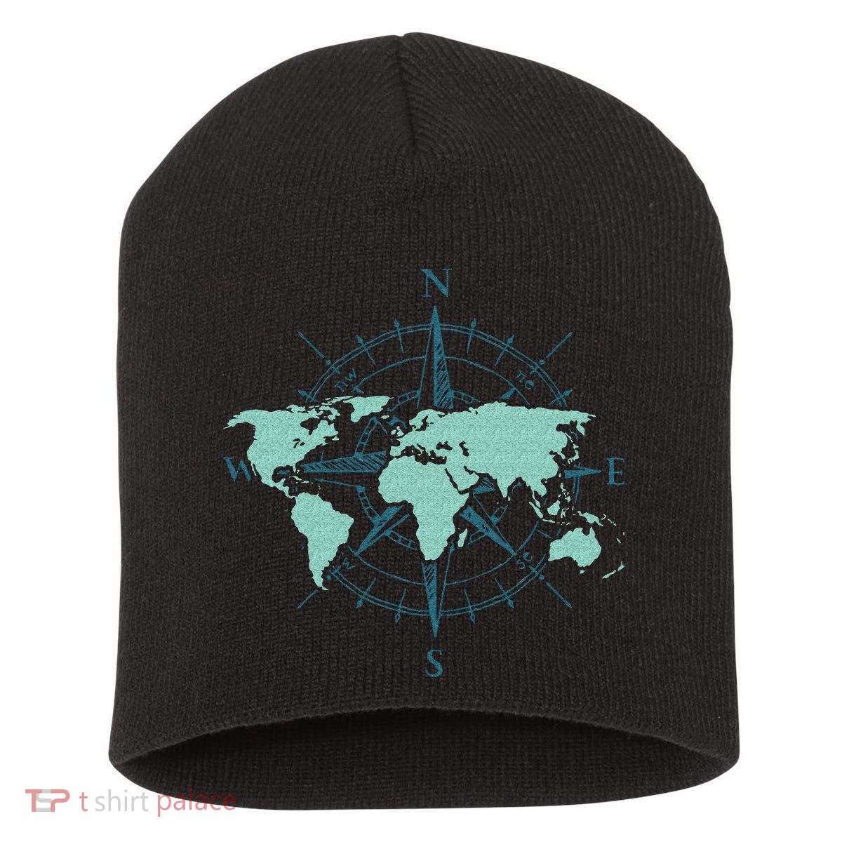 Cartography Traveler Travelling Compass World Map Short Acrylic Beanie