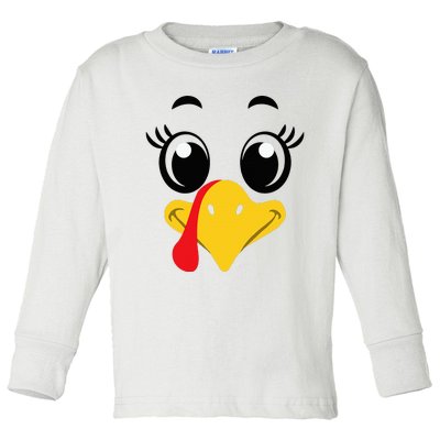 Cute Thanksgiving Turkey Face Matching  Toddler Long Sleeve Shirt