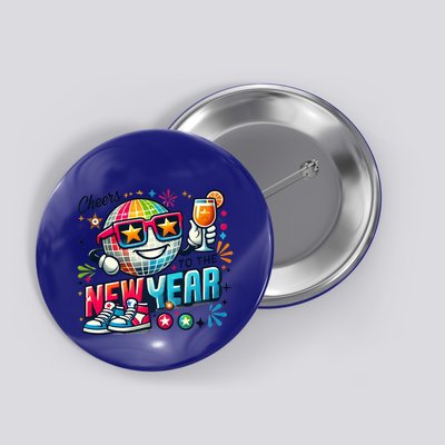 Cheers To The New Year Disco Ball Retro Festive Party Vibes Gift Button