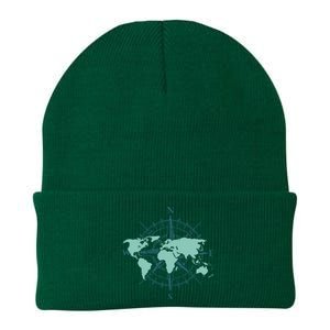 Cartography Traveler Travelling Compass World Map Knit Cap Winter Beanie