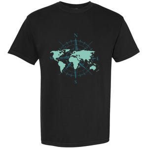 Cartography Traveler Travelling Compass World Map Garment-Dyed Heavyweight T-Shirt