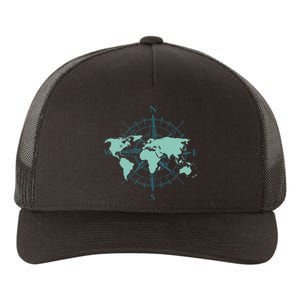 Cartography Traveler Travelling Compass World Map Yupoong Adult 5-Panel Trucker Hat