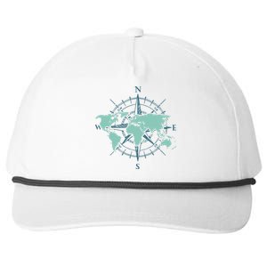 Cartography Traveler Travelling Compass World Map Snapback Five-Panel Rope Hat