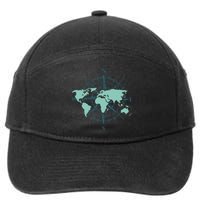 Cartography Traveler Travelling Compass World Map 7-Panel Snapback Hat