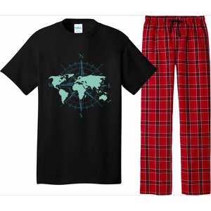 Cartography Traveler Travelling Compass World Map Pajama Set